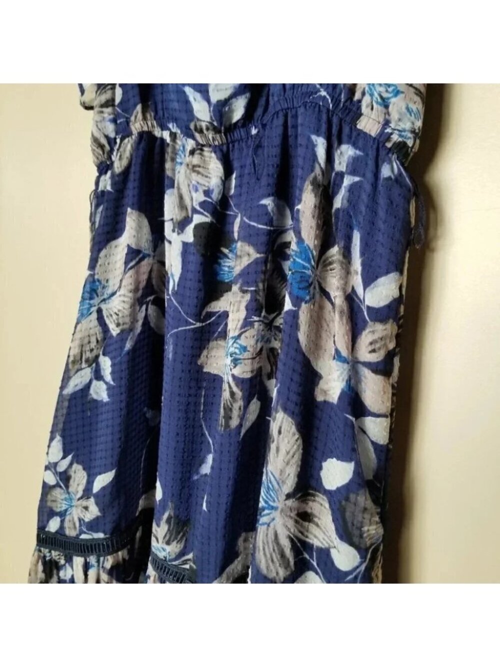 Eliza J Blue Floral Ruffle Midi Dress 14 - Picture 4 of 15
